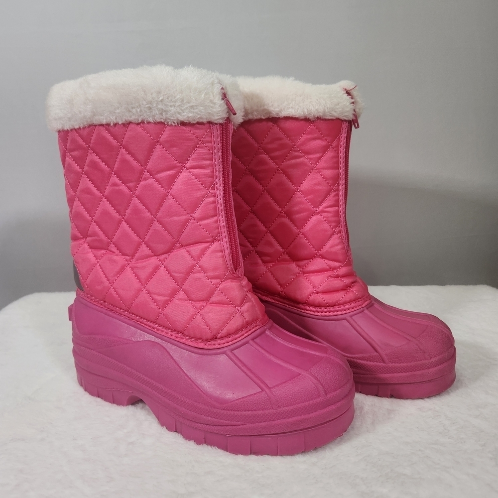 Pink Quilted Kids Snow Boots